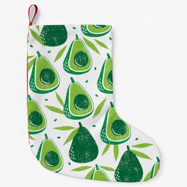 Avocado, strukturierte Briefmarke, nahtlose Muster Kleiner Weihnachtsstrumpf (Vorderseite)