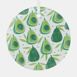 Avocado, strukturierte Briefmarke, nahtlose Muster Ornament Aus Glas