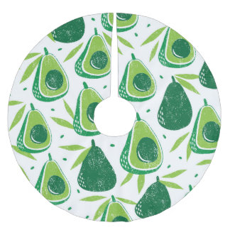 Avocado, strukturierte Briefmarke, nahtlose Muster Polyester Weihnachtsbaumdecke