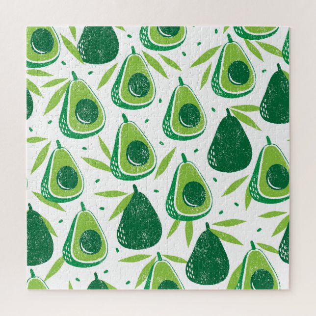 Avocado, strukturierte Briefmarke, nahtlose Muster Puzzle (Vertikal)
