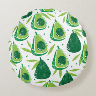 Avocado, strukturierte Briefmarke, nahtlose Muster Rundes Kissen