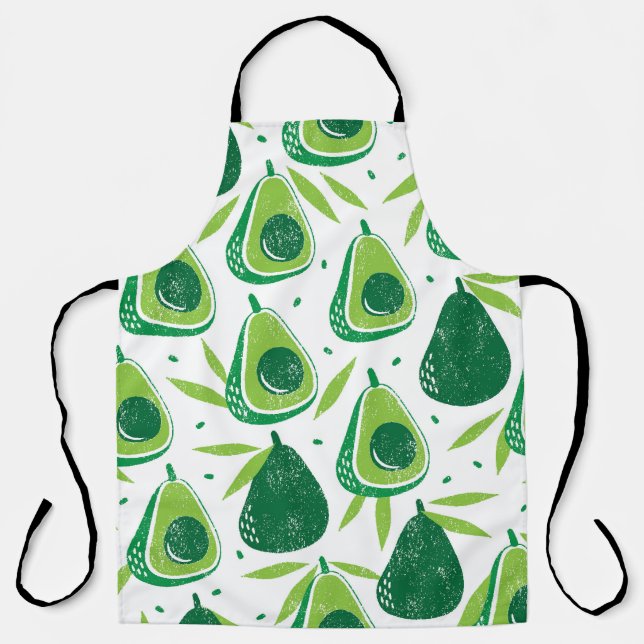 Avocado, strukturierte Briefmarke, nahtlose Muster Schürze (Vorderseite)