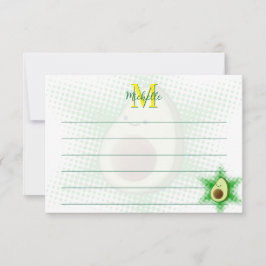 Avocado Superstar Custom Monogram Lined Mitteilungskarte