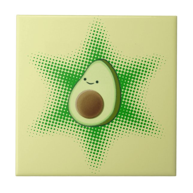 Avocado Superstar Niedlich Fliese (Vorderseite)