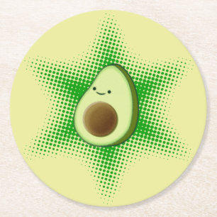 Avocado Superstar Niedlich Runder Pappuntersetzer