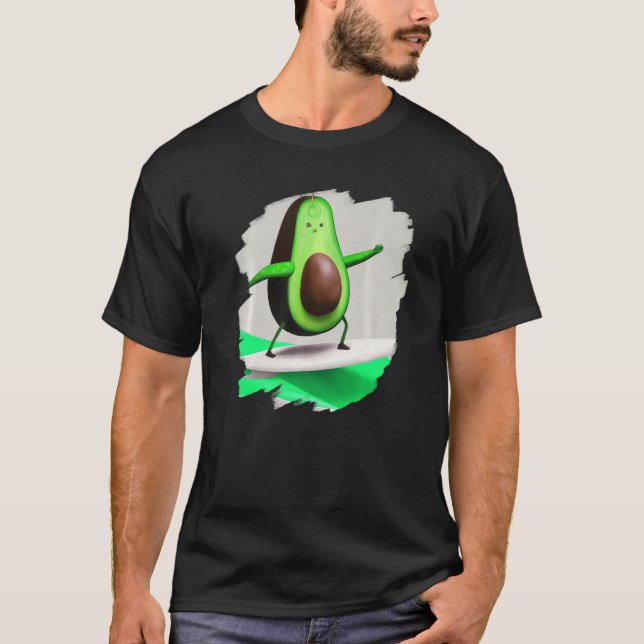 Avocado Surfing Surfer Riding Wave Ocean Cool Surf T-Shirt (Vorderseite)