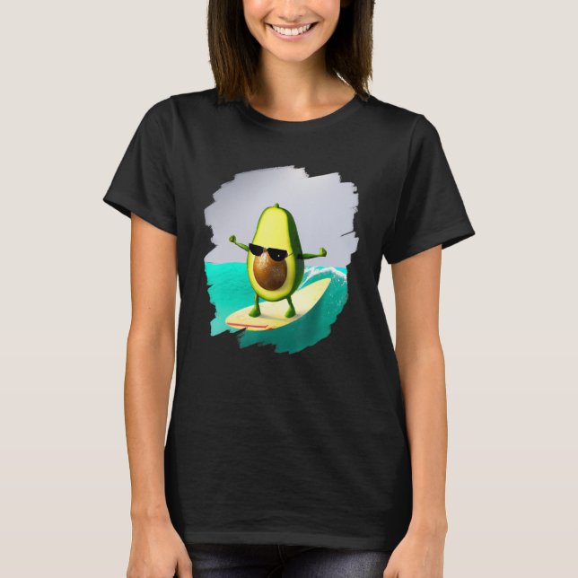 Avocado Surfing Surfer Riding Wave Ocean Cool Surf T-Shirt (Vorderseite)
