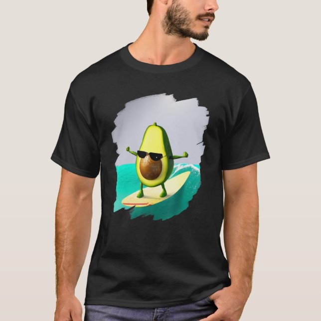 Avocado Surfing Surfer Riding Wave Ocean Cool Surf T-Shirt (Vorderseite)
