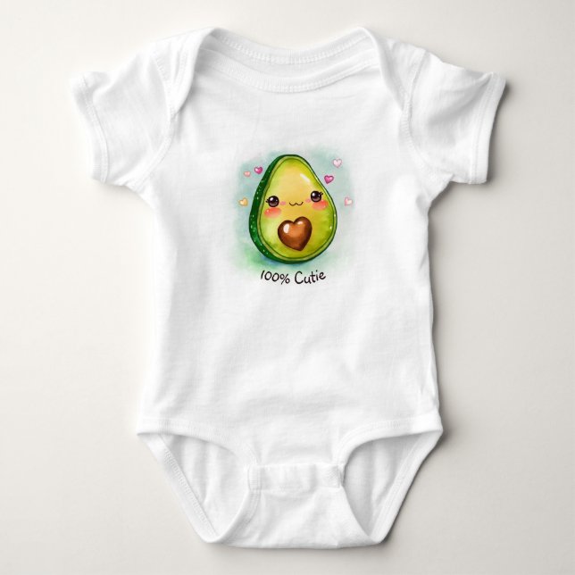 Avocado Süsse mit Ihrem Text - Baby Bodysuit Strampler (Vorderseite)
