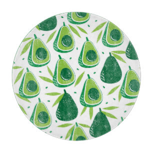 Avocado, texturierter Stempel, nahtloses Muster. Schneidebrett