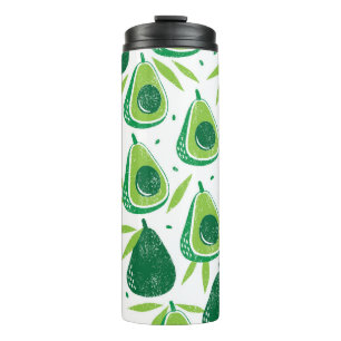 Avocado, texturierter Stempel, nahtloses Muster. Thermosbecher