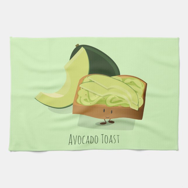 Avocado-Toast-Cartoon | Küchen-Tuch Geschirrtuch (Horizontal)