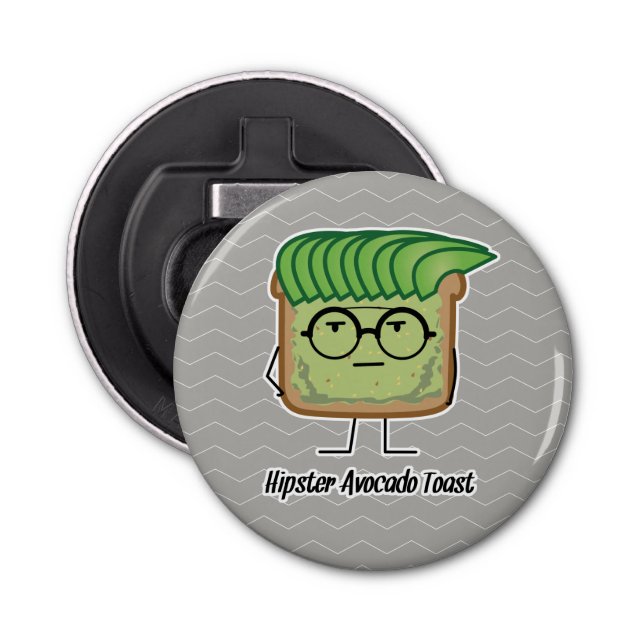 Avocado Toast Hipster Brille graue Haare Flaschenöffner (Vorderseite)