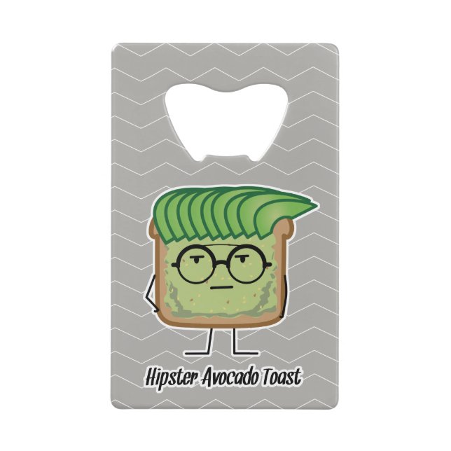 Avocado Toast Hipster Brille graue Haare Geldbeutel Flaschenöffner (Vorderseite)