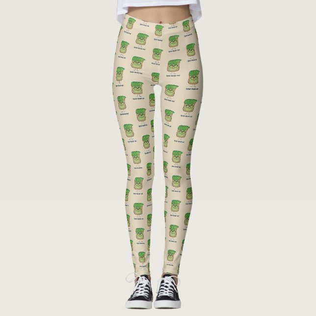 Avocado Toast Hipster Brille graue Haare Leggings (Vorderseite)