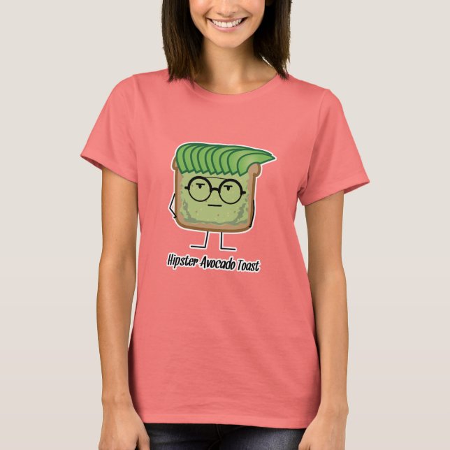 Avocado Toast Hipster Brille graue Haare T-Shirt (Vorderseite)