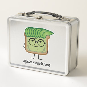Avocado-Toast-Hipsterglas-Schmiererhaar Metall Lunch Box