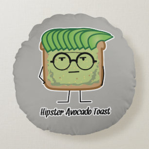 Avocado-Toast-Hipsterglas-Schmiererhaar Rundes Kissen