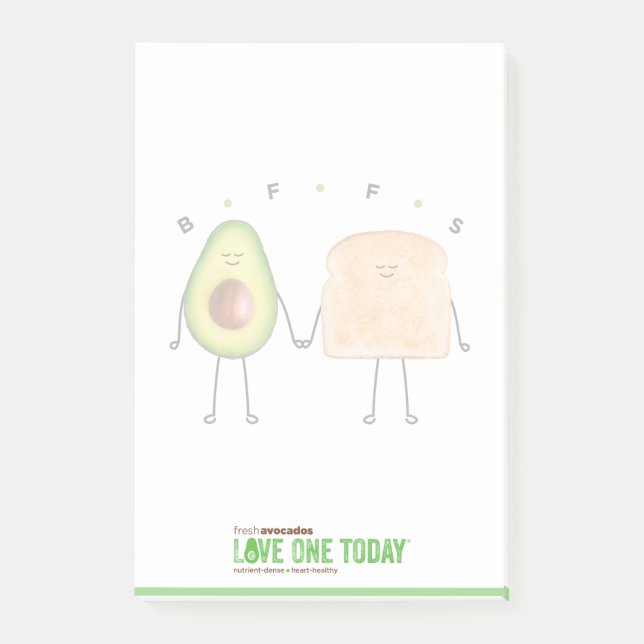 Avocado Toast Post-It® Notes, 4" x 6" Post-it Note Post-it Klebezettel (Vorderseite)