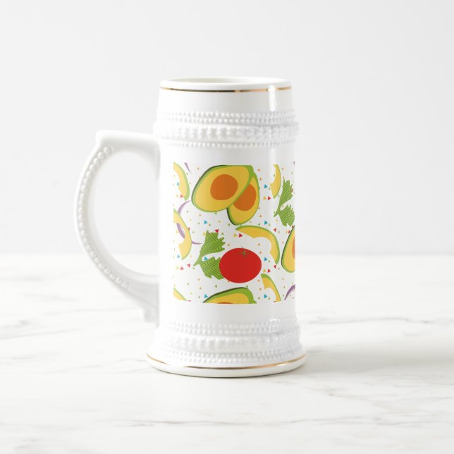Avocado-Tomaten-Salat-Grün-Pattern Bierglas (Links)