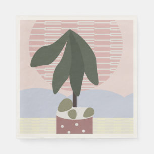 Avocado Tree Blush Gedämpfte Geometrische Rosa Grü Serviette