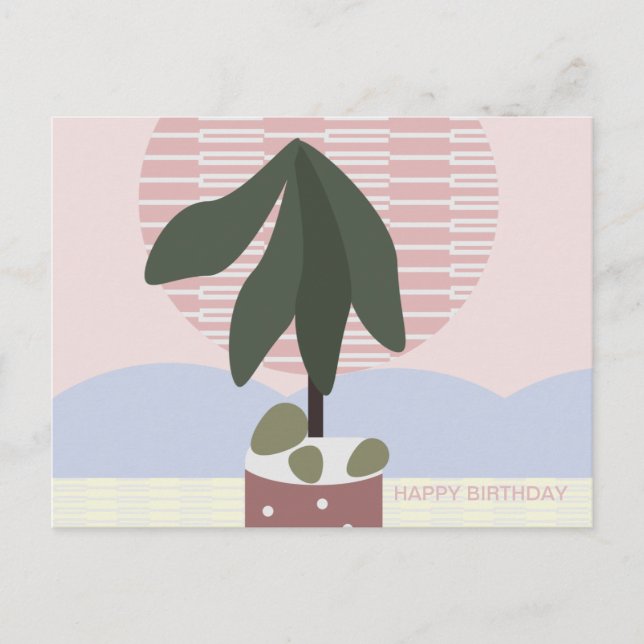 Avocado Tree Blush Mute Birthday Geometric Postkarte (Vorderseite)