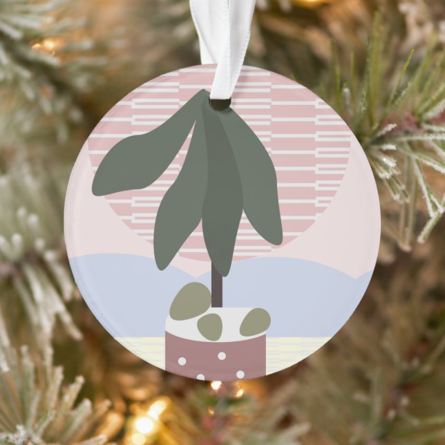 Avocado Tree Blush Mute Geometric Pink Green Ornament (Baum)