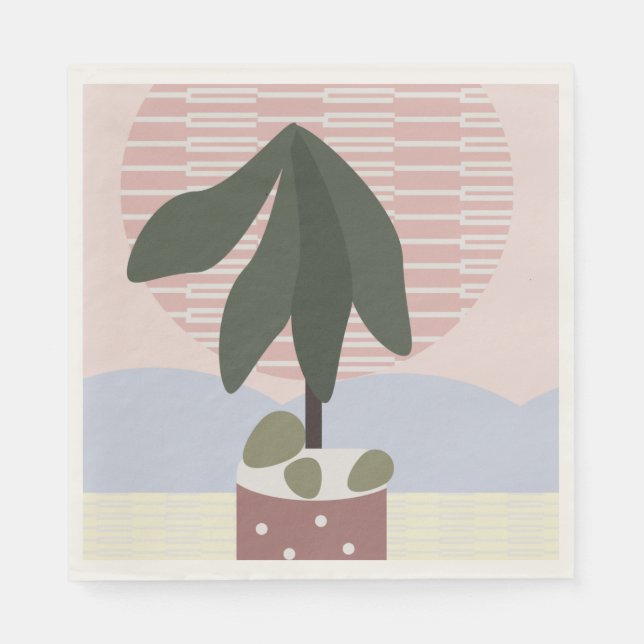 Avocado Tree Blush Mute Geometric Pink Green Serviette (Vorderseite)