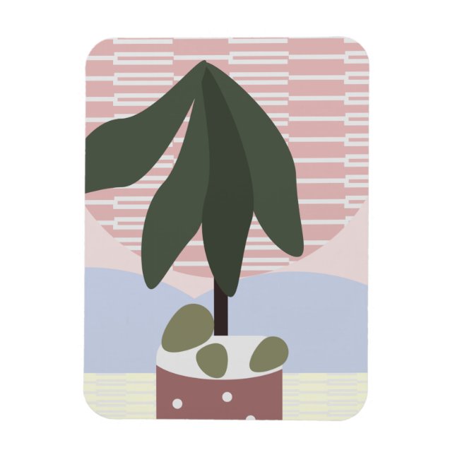 Avocado Tree Blush Mute Geometric Pink Magnet (Vertikal)