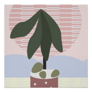 Avocado Tree Blush Muted Geometrisch   Poster