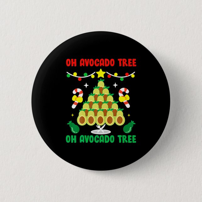 Avocado Tree Funny Food Vegan Christmas Gift  Button (Vorderseite)