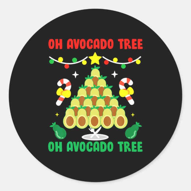 Avocado Tree Funny Food Vegan Christmas Gift  Runder Aufkleber (Vorderseite)