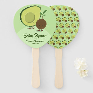 Avocado-und Gruben-Cartoon-Charakter-Baby-Dusche Fächer