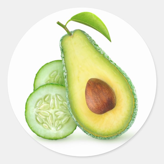 Avocado und Gurke Runder Aufkleber (Vorderseite)