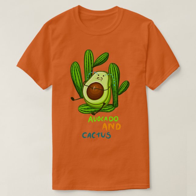 Avocado und Kaktus witzig T-Shirt (Design vorne)