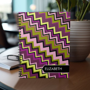 Avocado und Lila Zickzack Muster - Individuelle Na Notizblock
