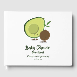 Avocado und Pit Cartoon White Green Baby Dusche Gästebuch