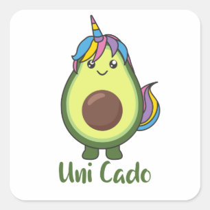 Avocado Unicorn Funny Avocados Unicorns Uni Cado Quadratischer Aufkleber