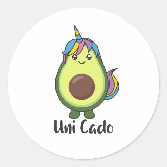 Avocado Unicorn Funny Avocados Unicorns Uni Cado Runder Aufkleber (Vorderseite)
