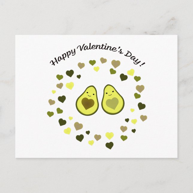 Avocado Valentine Feiertagspostkarte (Vorderseite)