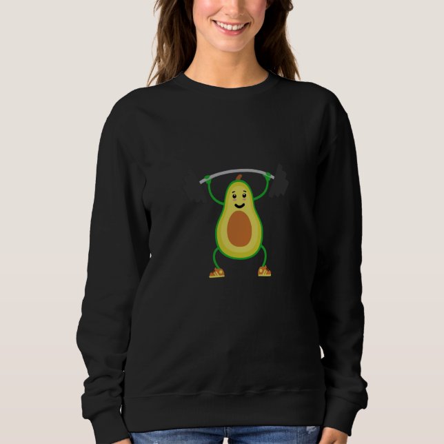 Avocado Vegan Little Man or Woman In Gym Weightlif Sweatshirt (Vorderseite)