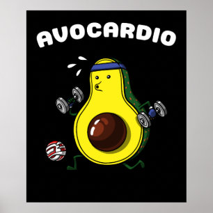 Avocado Vegane Fitness Cardio Workout Übung Poster