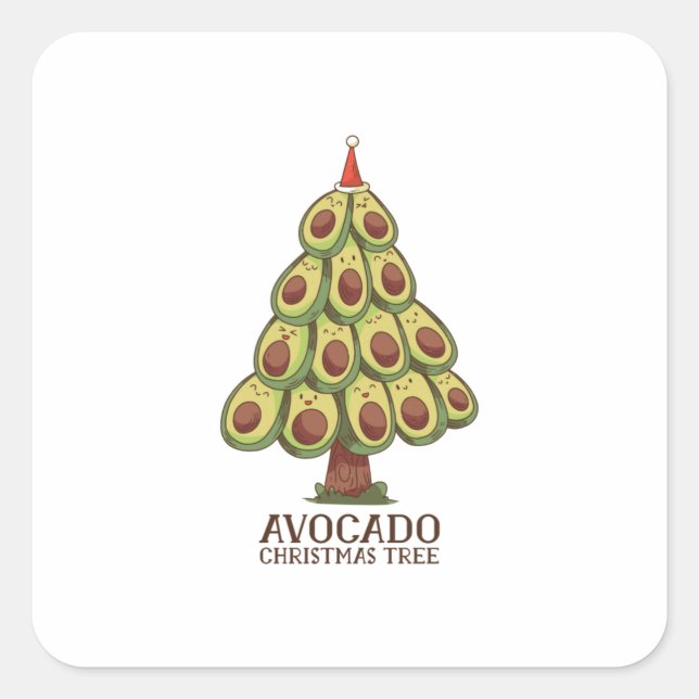 Avocado-Weihnachtsbaum Quadratischer Aufkleber (Vorderseite)