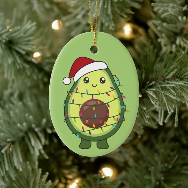 Avocado Weihnachtslicht Funny Avocados Adult Clot Keramik Ornament (Baum)