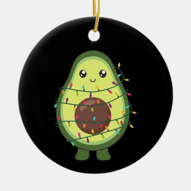 Avocado Weihnachtslicht Funny Avocados Adult Clot Keramik Ornament (Vorne)