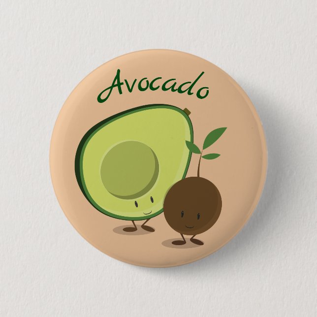 Avocadocharaktere | Knopf Button (Vorderseite)