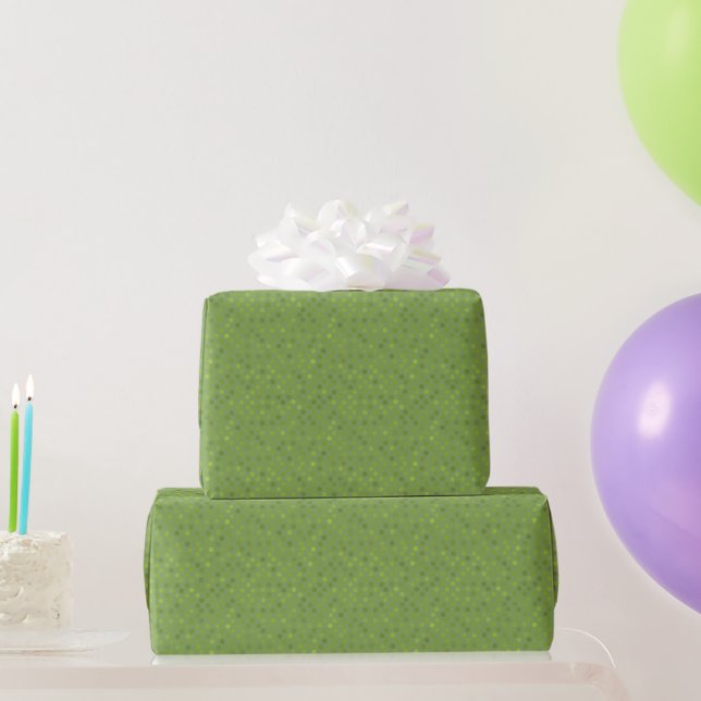 Avocadogrün, Moosgrün und Gurken Punkte Geschenkpapier (Partygeschenke)