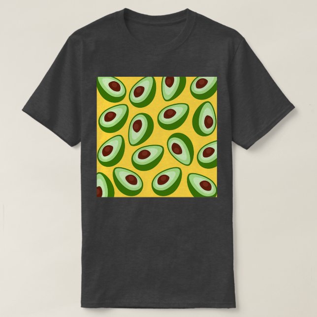 Avocados auf einem gelben Mustard-Hintergrund T-Shirt (Design vorne)