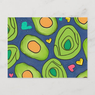 Avocados und Herzen Postkarte
