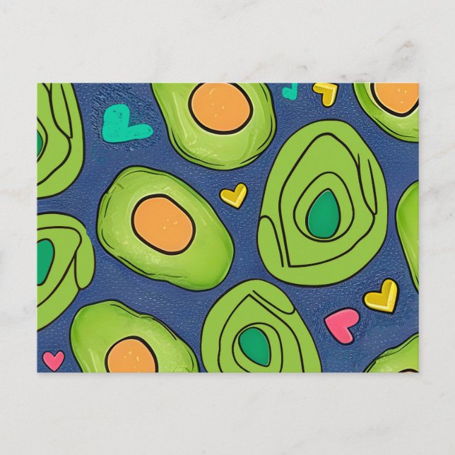 Avocados und Herzen Postkarte (Vorderseite)